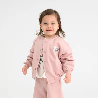 Cool Club, Bluza bejsbolówka dziewczęca, rozpinana, różowa, Myszka Minnie