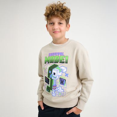 Cool Club, Bluza chłopięca, beżowa, Minecraft
