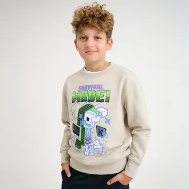 Cool Club, Bluza chłopięca, beżowa, Minecraft