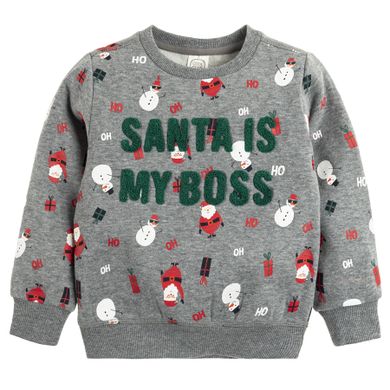Cool Club, Bluza chłopięca, szara, Santa is my boss