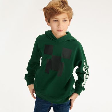 Cool Club, Bluza chłopięca z kapturem, ciemnozielona, Minecraft