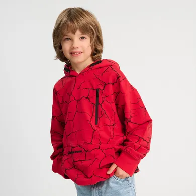 Cool Club, Bluza chłopięca z kapturem, oversize, czerwona