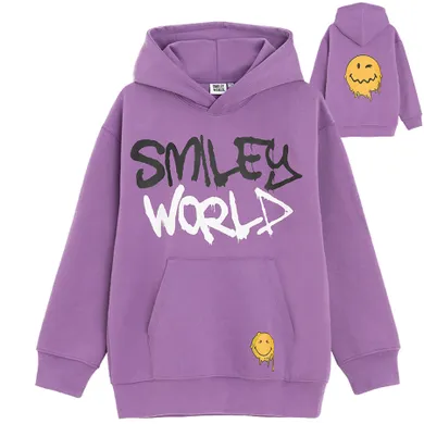 Cool Club, Bluza chłopięca z kapturem, oversize, fioletowa, SmileyWorld