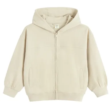 Cool Club, Bluza chłopięca z kapturem, rozpinana, baggy, beżowa