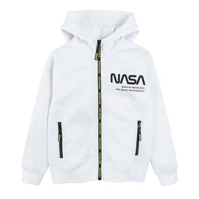 Cool Club, Bluza chłopięca z kapturem, rozpinana, biała, NASA