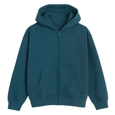 Cool Club, Bluza chłopięca z kapturem, rozpinana, ocieplana, oversize, turkusowa