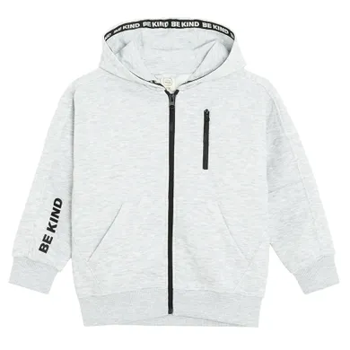 Cool Club, Bluza chłopięca z kapturem, rozpinana, ocieplana, szara melanż