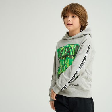 Cool Club, Bluza chłopięca z kapturem, szara, Minecraft