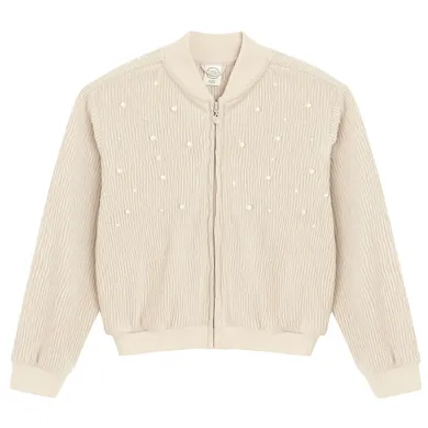 Cool Club, Bluza dziewczęca, rozpinana, welurowa, beżowa