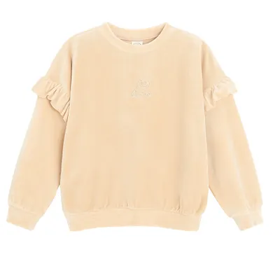 Cool Club, Bluza dziewczęca, welurowa, beżowa