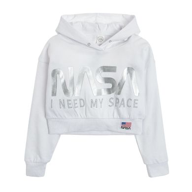 Cool Club, Bluza dziewczęca z kapturem, biała, NASA
