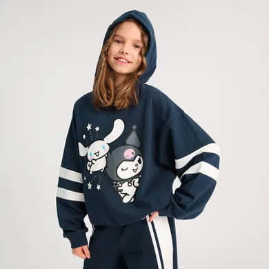 Cool Club, Bluza dziewczęca z kapturem, ocieplana, granatowa, Hello Kitty and Friends