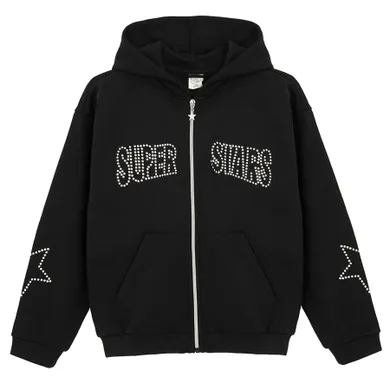 Cool Club, Bluza dziewczęca z kapturem, rozpinana, czarna