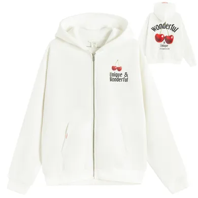 Cool Club, Bluza dziewczęca z kapturem, rozpinana, ocieplana, biała