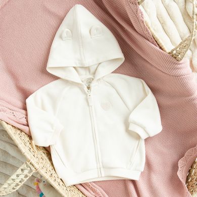 Cool Club, Bluza dziewczęca z kapturem, rozpinana, ocieplana, ecru