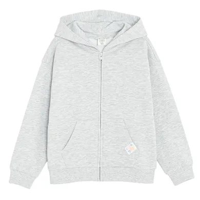 Cool Club, Bluza dziewczęca z kapturem, rozpinana, ocieplana, szara melanż