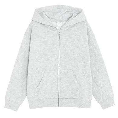 Cool Club, Bluza dziewczęca z kapturem, rozpinana, ocieplana, szara melanż