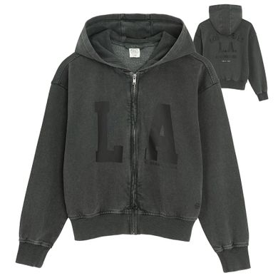 Cool Club, Bluza dziewczęca z kapturem, rozpinana, szara
