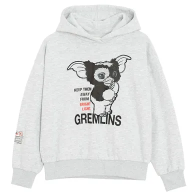 Cool Club, Bluza dziewczęca z kapturem, szara melanż, Gremlins