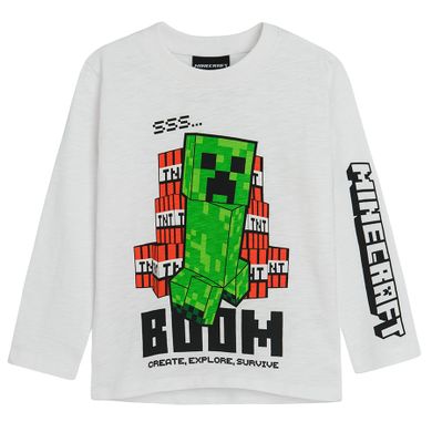 Cool Club, Bluzka chłopięca z długim rękawem, biała, Minecraft