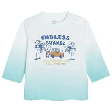 Cool Club, Bluzka chłopięca z długim rękawem, biało-turkusowa