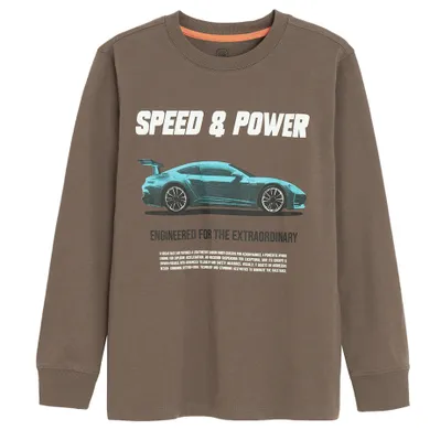 Cool Club, Bluzka chłopięca z długim rękawem, brązowa