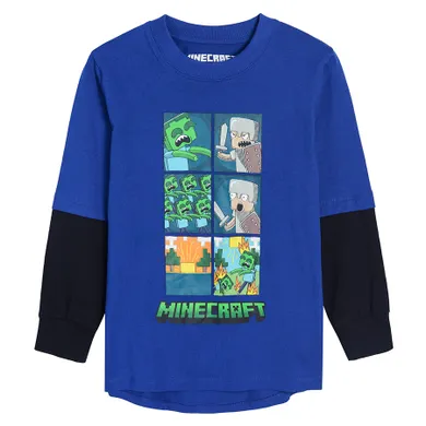 Cool Club, Bluzka chłopięca z długim rękawem, ciemnoniebieska, Minecraft