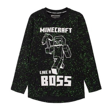 Cool Club, Bluzka chłopięca z długim rękawem, czarna, Minecraft