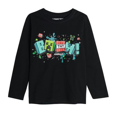 Cool Club, Bluzka chłopięca z długim rękawem, czarna, Minecraft