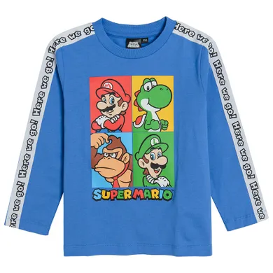 Cool Club, Bluzka chłopięca z długim rękawem, niebieska, Super Mario