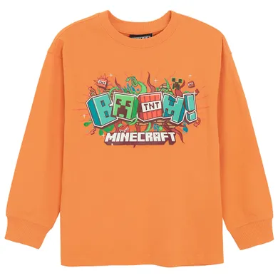 Cool Club, Bluzka chłopięca z długim rękawem, pomarańczowa, Minecraft
