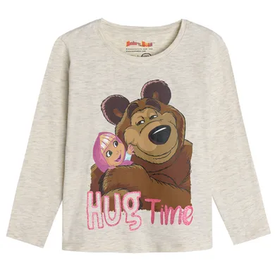 Cool Club, Bluzka dziewczęca z długim rękawem, beżowa melanż, Masza i Niedźwiedź