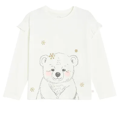 Cool Club, Bluzka dziewczęca z długim rękawem, biała