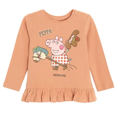Cool Club, Bluzka dziewczęca z długim rękawem, brązowa, Świnka Peppa
