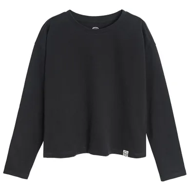 Cool Club, Bluzka dziewczęca z długim rękawem, crop top, grafitowa
