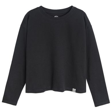 Cool Club, Bluzka dziewczęca z długim rękawem, crop top, grafitowa