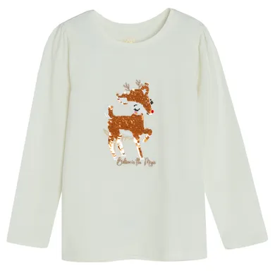 Cool Club, Bluzka dziewczęca z długim rękawem, ecru