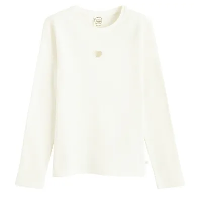Cool Club, Bluzka dziewczęca z długim rękawem, prążkowana, biała