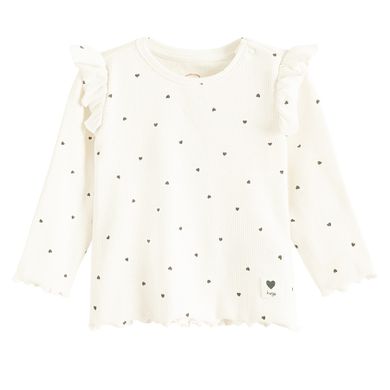 Cool Club, Bluzka dziewczęca z długim rękawem, prążkowana, biała