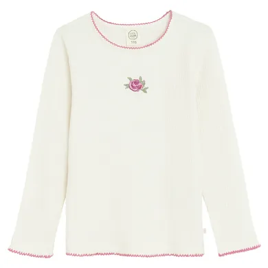 Cool Club, Bluzka dziewczęca z długim rękawem, prążkowana, ecru