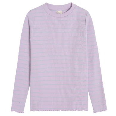 Cool Club, Bluzka dziewczęca z długim rękawem, prążkowana, fioletowa