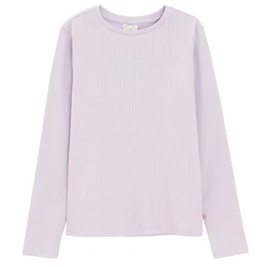 Cool Club, Bluzka dziewczęca z długim rękawem, prążkowana, fioletowa