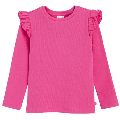 Cool Club, Bluzka dziewczęca z długim rękawem, prążkowana, różowa