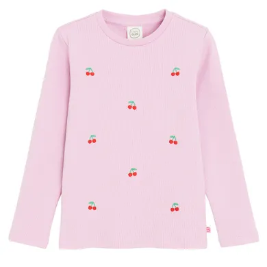 Cool Club, Bluzka dziewczęca z długim rękawem, prążkowana, różowa