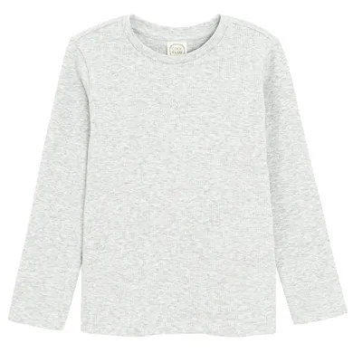 Cool Club, Bluzka dziewczęca z długim rękawem, prążkowana, szara