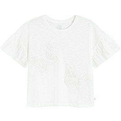 Cool Club, Bluzka dziewczęca z krótkim rękawem, crop top, biała