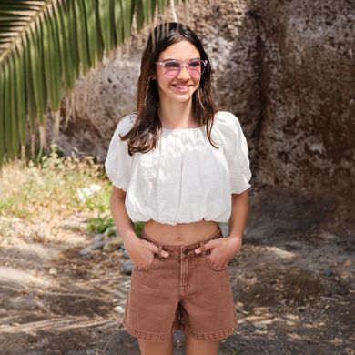 Cool Club, Bluzka dziewczęca z krótkim rękawem, crop top, biała