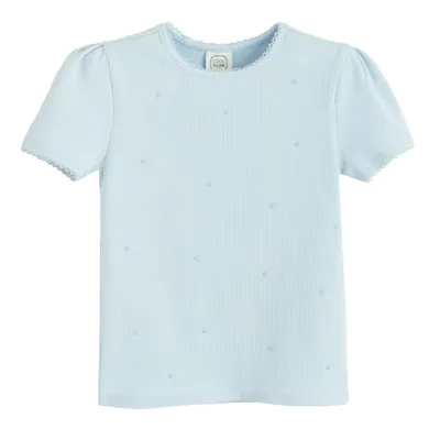 Cool Club, Bluzka dziewczęca z krótkim rękawem, prążkowana, niebieska