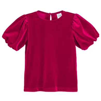 Cool Club, Bluzka dziewczęca z krótkim rękawem, welurowa, czerwona