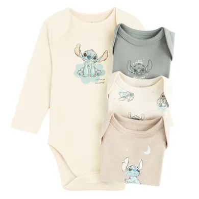 Cool Club, Body dziecięce z długim rękawem, mix, Lilo i Stitch, zestaw, 4 szt.